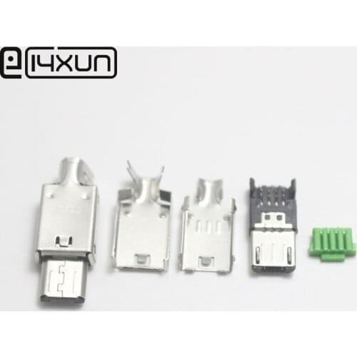 1/2/5pcs Free Welded MICRO USB 5Pin Plug to 4P Wire Interface Connector Charging Plugs for Samsung Phone ect