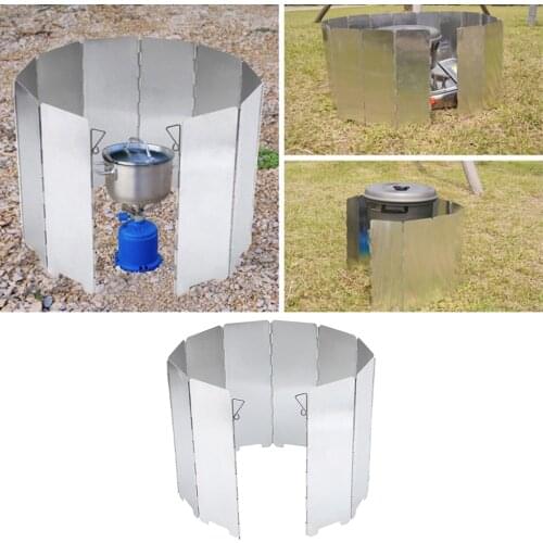 Folding Camping Stove Windshield 10 Dishes Kitchen Wind Screens Outdoor Accs
