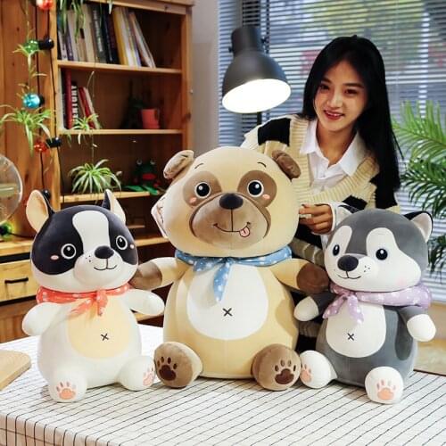 Travel Dog Siberian Husky Pekingese French Bulldog Kawaii Plush Toys Cartoon Comic Anime Model Doll Stuffed Toy For Children