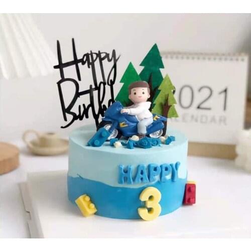 Motorcycle boy baby children man Happy Birthday Cake Topper for Baking Suplies Party Decoration Kids Sweet Gifts