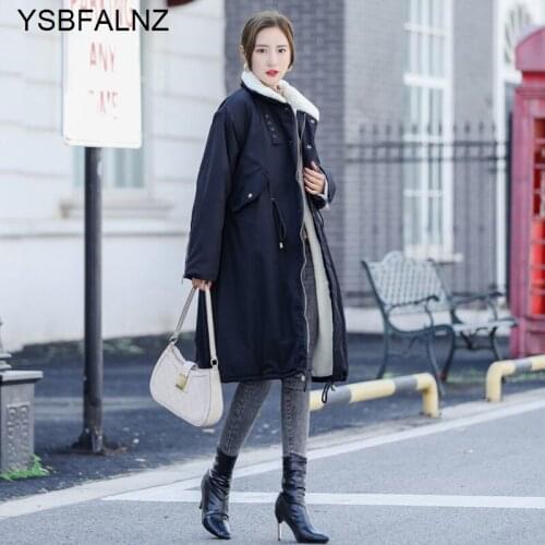 Lambswool Thickened Cotton Padded Coat Womens Mid-Length Over-the-Knee Winter Top Loose Fleece Parka Woman Jacket Clothing 2021