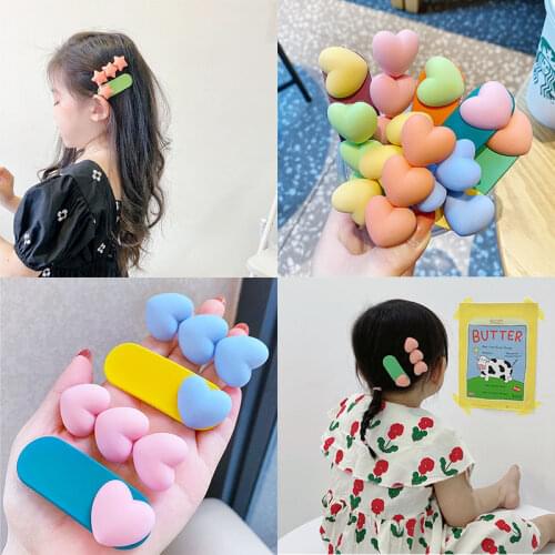 Children Cartoon Love Hairpin Korean Princess Hairgrips Candy Color BB Clip Cute Girl Side Clip Broken Hair Bangs Clip Headwear