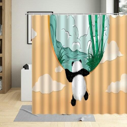 Cartoon Wild Animal Shower Curtain Color Zebra Elk Tiger Panda Horse Bathroom Curtains Sets Bathtub Decoration Polyester Cloth