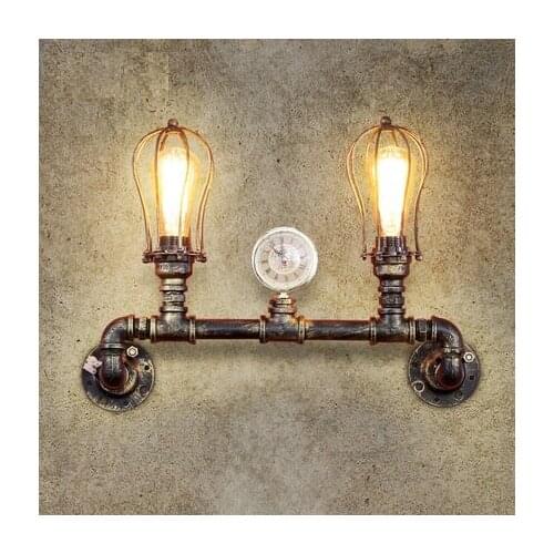 Loft Style Iron Double Water Pipe Lamp Edison Wall Sconce Antique Wall Light Fixtures For Home Vintage Industrial Lighting