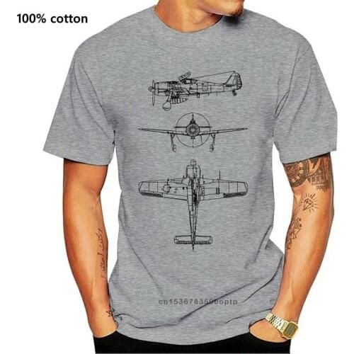 Men Brand Famous Clothing Men T-Shirt Focke Wulf Fw 190 Drawing Mens Plane Aircraft Airplane Fighter War Tee Shirt Making