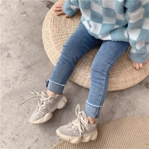 1 2 3 4 5 6 Years Toddler Girls Jeans Casual Elastic Waist Denim Pants Autumn High Quality Cuffs Skinny Pants Girls Trousers New