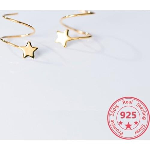 Korean Version Of S925 Sterling Silver Earrings Sweet Style Wave Five-pointed Star Shape Fashion Trend Female Ear Jewelry