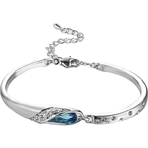 MADALENA SARARA S925 Sterling Silver Women Bracelet Crystal Cubic Zirconia Girls Bangle