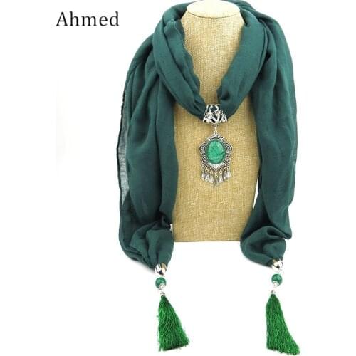 Ahmed Bohemian Tibetan Ceramic Beads Pendant Collar Necklace Fashion Ethnic Bali Yarn Tassel Scarf Necklaces For Women Gifts