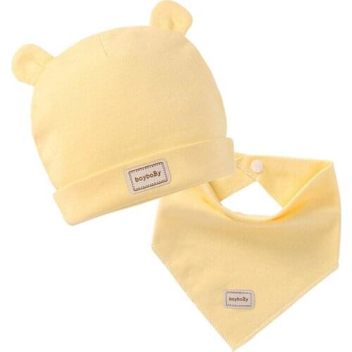 1Pc Newborn Baby Elastic Head Scarf Double Layer Cotton Baby Infant Caps Lovely Bear Rabbit Ear Hats Triangle Scarf Bibs