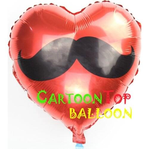 18inch red love beard balloons 10pcs/lot aluminum ballons for birthday party valentines day wedding marriage room balloon