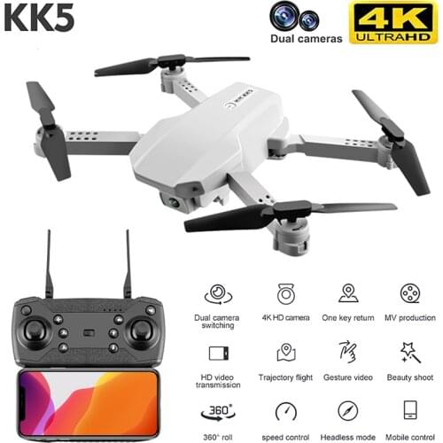 2021 New KK5 Drone Quadcopter With 4K HD Camera Mini Drone Altitude Hold Mode RC Quadcopter Folding 360 ° Aircraft Toy Boys Gift