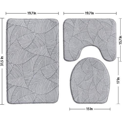 Geometric Line Pattern Bath Mat Non-Slip 3 Piece Bathroom Decor Sets Rugs Home Carpet Toilet Cover Lid Cushion Set U-Shaped Pad