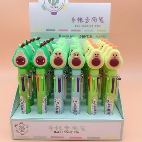 36 pcs/lot Creative Avocado 6 Colors Ballpoint Pen Cute Roller Ball pens School Office Writing Supplies Stationery Gift