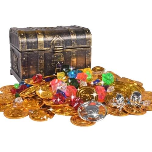 50 Pcs Plastic Bitcoin Gold Treasure Coins Captain Pirate Party Pirate Treasure Chest Child Treasure Chest Coin Toy Play Money