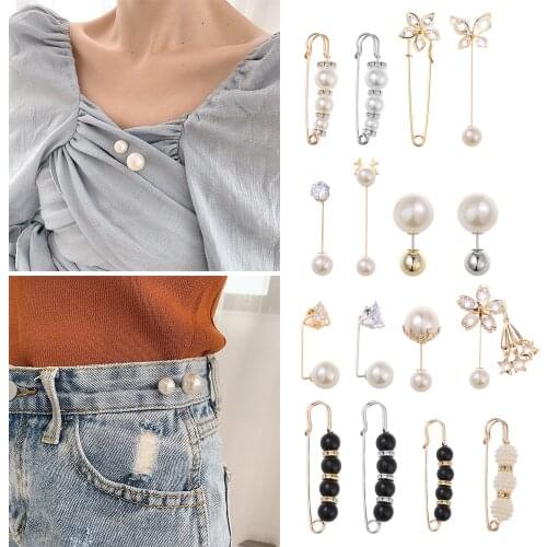 Anti-Light Buckle Close Neck Decorative Pearl Brooch Anti-Light Artifact Small Pin Collar Buckle Fixed Clothing Invisible Brooch