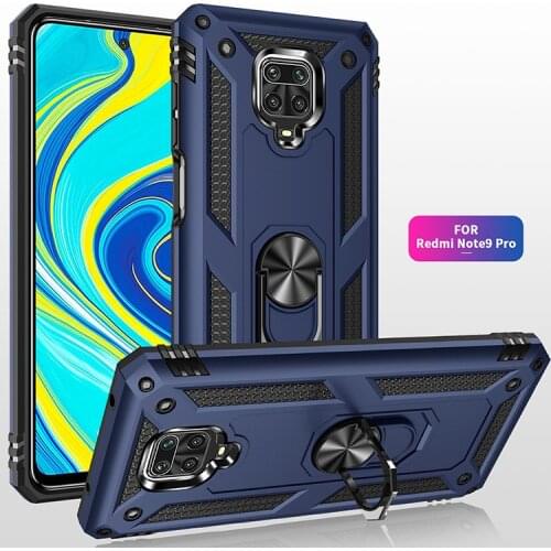 Car Magnetic Metal Finger Ring Holder Armor Shockproof Case For Xiaomi Redmi Note 7 8 8T 9 Pro Max 9S Protective Back Cover