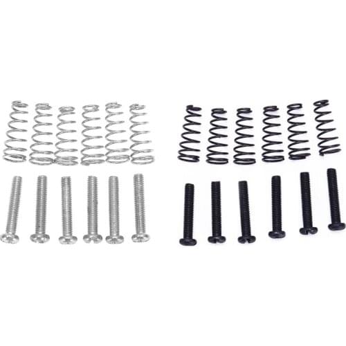 12 Pcs Electric Guitar Tremolo Bridge String Saddles Mount Adjust Conical Spring and Screws, 6 Pcs Black & 6 Pcs Silver