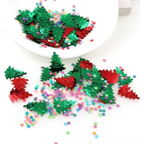 Christmas Confetti Christmas tree Green Leaves Merry Christmas Gifts Happy New Year Decorations