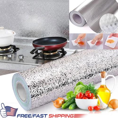 Aluminum Foil Kitchen Tile Self Adhesive Waterproof Oil-proof Aluminum Foil Kitchen Cabinet Wall Sticker
