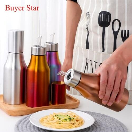 Stainless Steel Leak-proof Oil Dispenser Bottle Pot Oiler Spice Jar Sauce Vinegar Dust-proof Bottle Kitchen Accessories