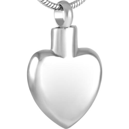 IJD8466 High Polish 316L Stainless Steel Blank Heart Cremation Urn Pendant Ashes Memorial Keepsake Funeral Casket -Engravable