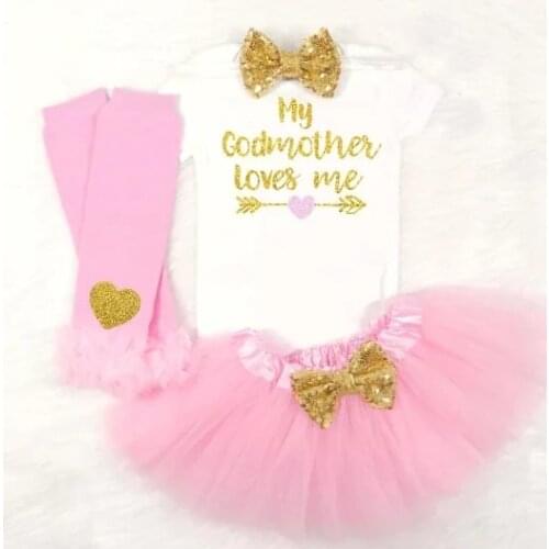 Personalize goddaughter my godmother loves me birthday bodysuit onepiece Tutu t shirt legwarmers toodles Outfit set