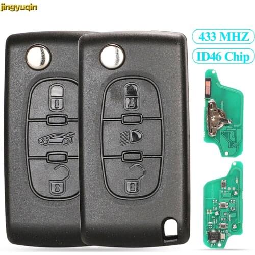 Jingyuqin Car Key 433Mhz ID46 ASK/FSK For Peugeot 307 407 607 807 Partner Citroen C3 C4 C5 C6 C8 Xsara 3B HCA/VA2 CE0536/0523