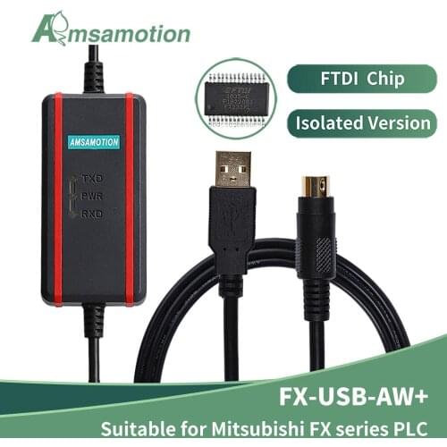 FX-USB-AW FTDI Type Communication Cable Suitable Mitsubishi FX1N/2N/FX3UC/FX3G Series PLC Programming Cable