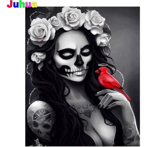 Horror skull beauty 5D Diy diamond painting Full square/round mosaic art Tattoos diamond embroidery gift home nordic decor