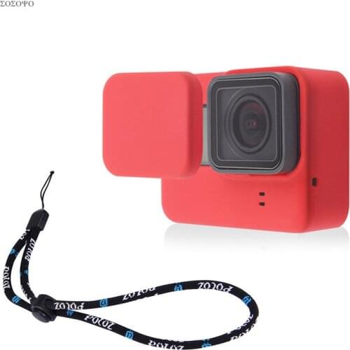 Set Soft Silicone Rubber Frame Protective Case + Lens Cap + Adjustable Wrist Strap For Gopro Hero 5 6 7 Black Camera Accessory
