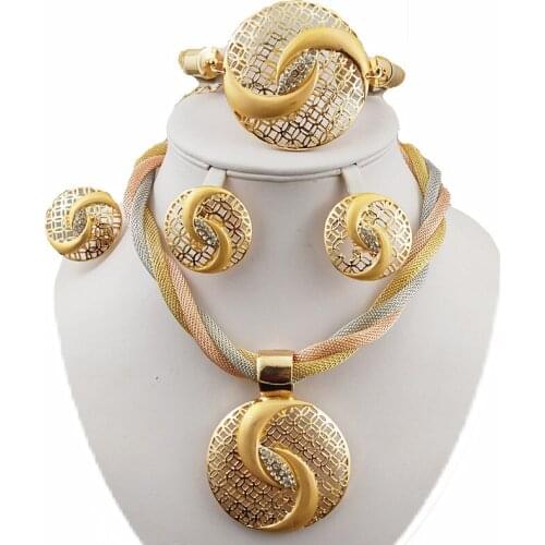Colorful chain jewelry sets for women Dubai gold color Negrian bridal jewelry set indian jewellery