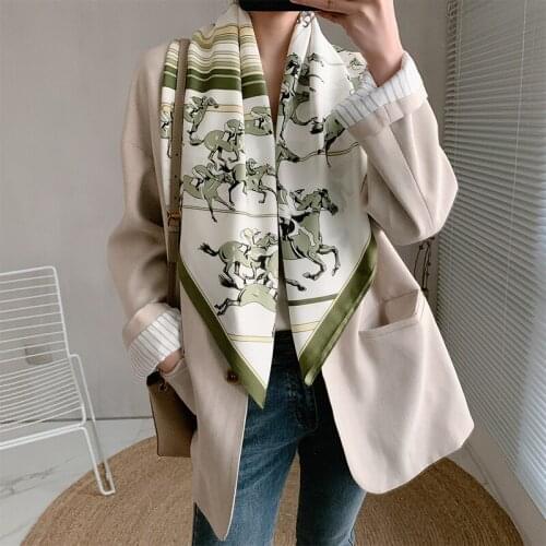 Square Shawls and Wraps Silk Satin Head Scarf For Women Fashion Print Hijab Scarfs Female 90cm*90cm Neck Scarves For Ladies 2020