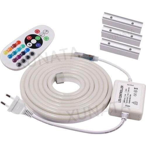 220V RGB LED Neon Strip Rope Light Remote Control 120leds/m LED Strip Waterproof IP67 Flexible Strip Outdoor Holiday Decoration