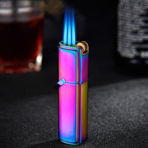 Jobon Metal Gas Flint Lighter Jet Butane Grinding Wheel Three Torch Turbo Lighters Cigarettes Accessories Cigar Smoking Lighters