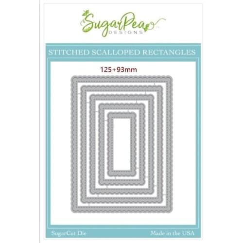 Metal Cutting Dies stitched scalloped rectangle card Scrapbooking Stencil Cut Die For DIY Card Crafts Handmade