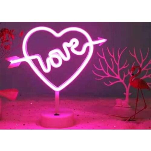 Neon Love Writing Table Night Lamp Usb + battery