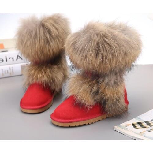New Australia Classic Snow Boots Women Winter Shoes Genuine Leather Warm Natural Fox Fur Non-slip Rubber Soles Female Flat Shoes