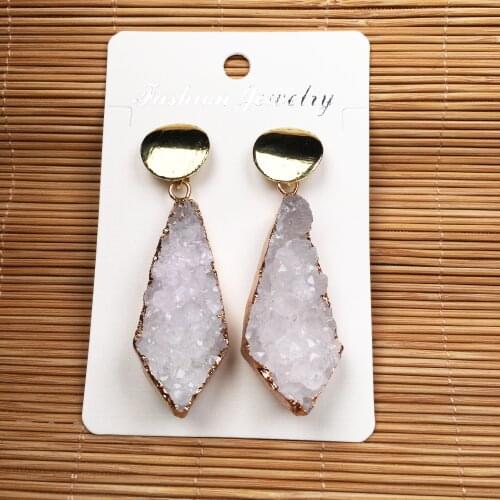 New Women Natural Water Drop Shape Agat Stone Earrings for Women 20x50mm