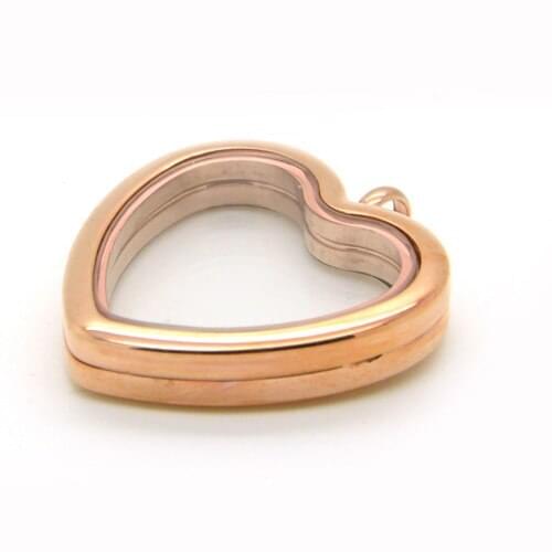 New Fashion Stainless Steel Magnetic Plain Floating Locket Pendant Living Glass Locket for Necklace Rose Gold
