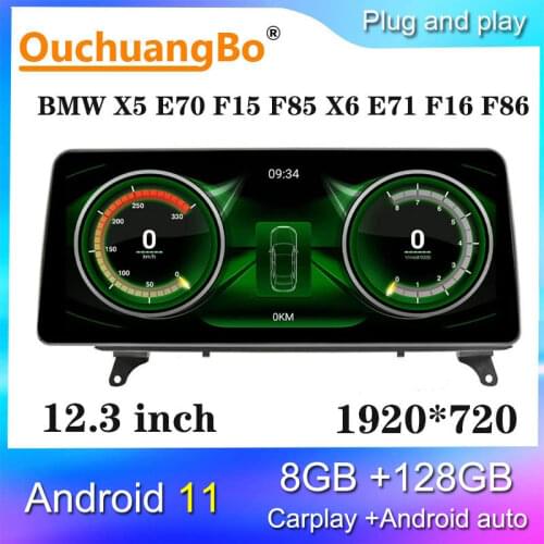 Ouchuangbo 12.3 inch Android 10.0 Qualcomm radio for X5 E70 F15 F85 X6 E71 F16 F86 with 8 core audio player 4GB+64GB