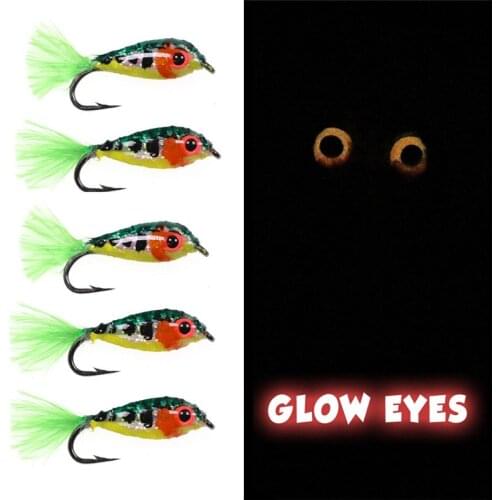 1pc/5pcs fly bait fly fishing hook 3D Luminous eye Fishing Lure Bass Hard Baits Spoon With Treble Hook Tackle High Quality