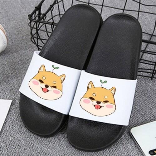 Sandals For Women 2021 Home Flat Slippers Floor Flat Cartoon Dog Print Indoor Slippers Female Anti-slip Slides Plus Size 41