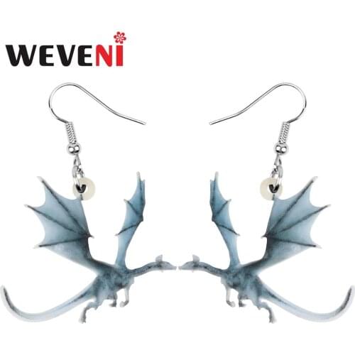 WEVENI Acrylic Anime Dinosaur Dragon Earrings Animal Drop Dangle Jewelry For Women Girls Teen Charm Hot Sale Gift Bulk Accessory