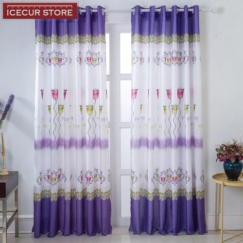 ICECUR Hot selling Butterfly Print Window Curtains for Living Room Bedroom Special Process Pastoral Style curtains Kitchen Drape