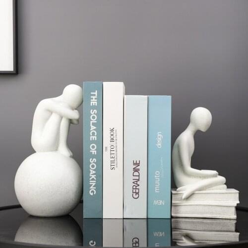 Modern White Home Decoration Ornaments Vintage Grey 2021 New Abstract People Statue Tabletop Resin Figures Reading Sculptures
