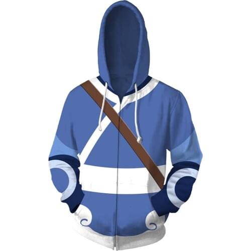 Anime Avatar The Last Airbender Katara Hoodie 3D Print Hoody Hoodies Coat Sweatshirt Jacket Pullover Coat