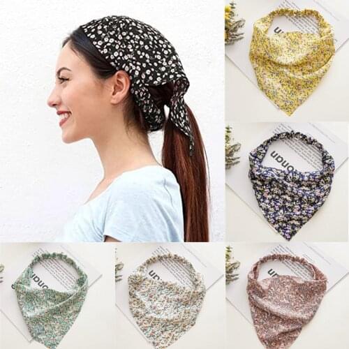 2021 Triangle Bandanas Floral Print Scrunchies Hair Scarf Headband For Women Elastic HairBands Turban Headwrap Hair Accessories