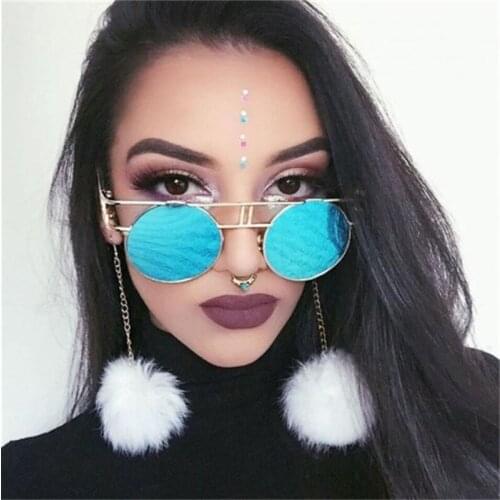 Uxury Punk Round Multicolor Sunglasses Men Metal Frame Steampunk Women Sun Glasses Trending Product Retro Goggles UV400