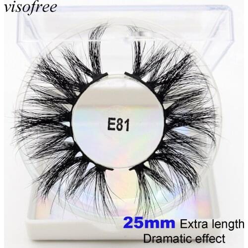 Visofree 25mm Lashes Eyelashes 8D Mink Lashes Makeup Handmade Full Strip Mink Eyelashes Soft Eyelashes with lash boxes E81
